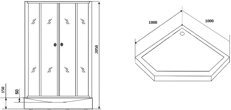 Душевая кабина Grossman GR170D 100х100 см, без крыши