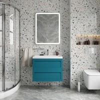 Тумба с раковиной Art&Max Platino 75, подвесная, бирюзовая матовая