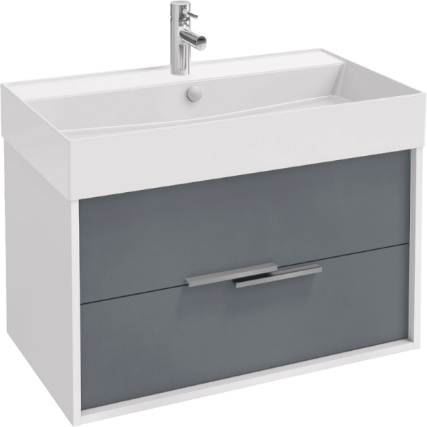 Тумба с раковиной Jacob Delafon Vivienne 80 белая блестящая, серый матовый, раковина белая матовая