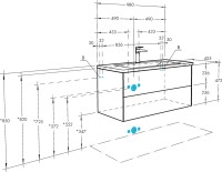 Тумба с раковиной AQUATON Сохо 100 слэйт, галька серая