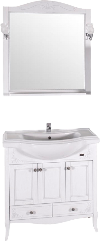 Мебель для ванной комнаты ASB-Woodline Салерно 80 белая, патина серебро