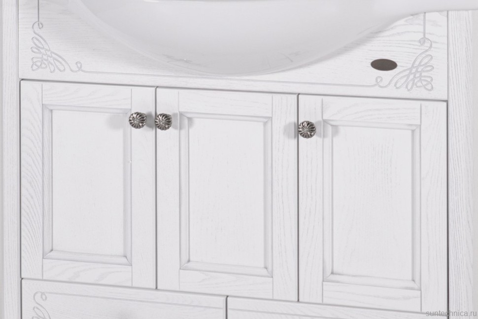 Мебель для ванной комнаты ASB-Woodline Салерно 80 белая, патина серебро