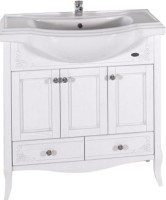 Мебель для ванной комнаты ASB-Woodline Салерно 80 белая, патина серебро