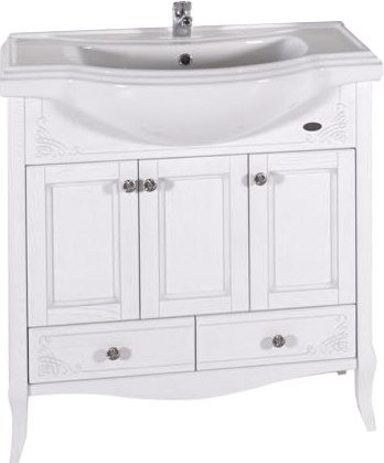 Мебель для ванной комнаты ASB-Woodline Салерно 80 белая, патина серебро