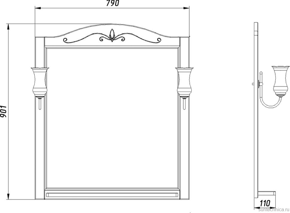 Мебель для ванной комнаты ASB-Woodline Салерно 80 белая, патина серебро