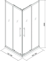 Душевой уголок Veconi Premium Trento PTC-20G 80x80, профиль брашированное золото, стекло прозрачное