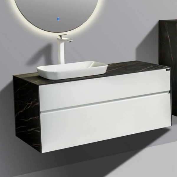 Тумба с раковиной Black&White Universe U907.1200 7001 white matt, 8891 lauren gold