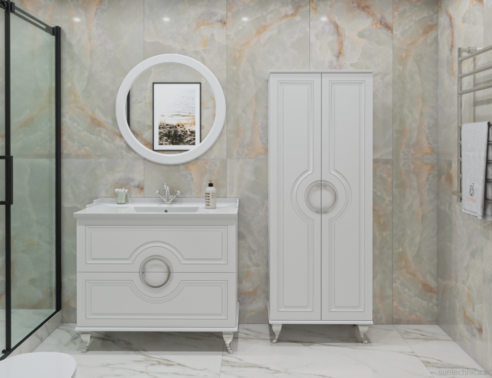 Шкаф-пенал для ванной Caprigo Valletta 60 белый