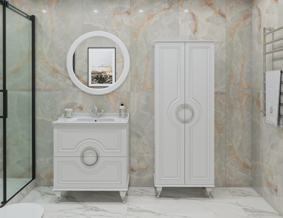 Шкаф-пенал для ванной Caprigo Valletta 60 белый