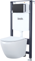 Комплект IDDIS BASB020i73 Унитаз подвесной, с микролифтом + Система инсталляции + Кнопка смыва матовая черная