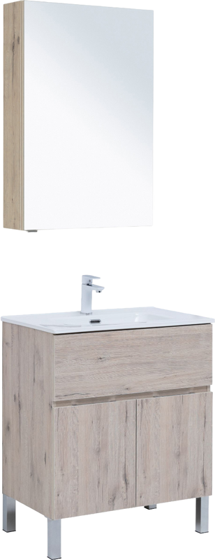 Мебель для ванной комнаты Aquanet Алвита 70 напольная, дуб веллингтон белый