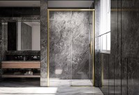 Дверь для душевого уголка Veconi Premium Trento PTD-40G 150 см, профиль брашированное золото, стекло прозрачное