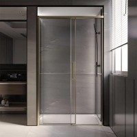 Дверь для душевого уголка Veconi Premium Trento PTD-40G 150 см, профиль брашированное золото, стекло прозрачное