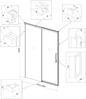 Дверь для душевого уголка Veconi Premium Trento PTD-40G 150 см, профиль брашированное золото, стекло прозрачное