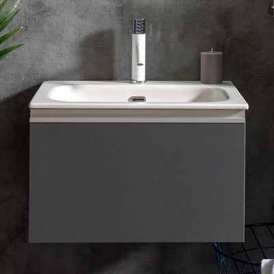 Тумба с раковиной Armadi Art Vallessi 60 антрацит матовая, с белой раковиной