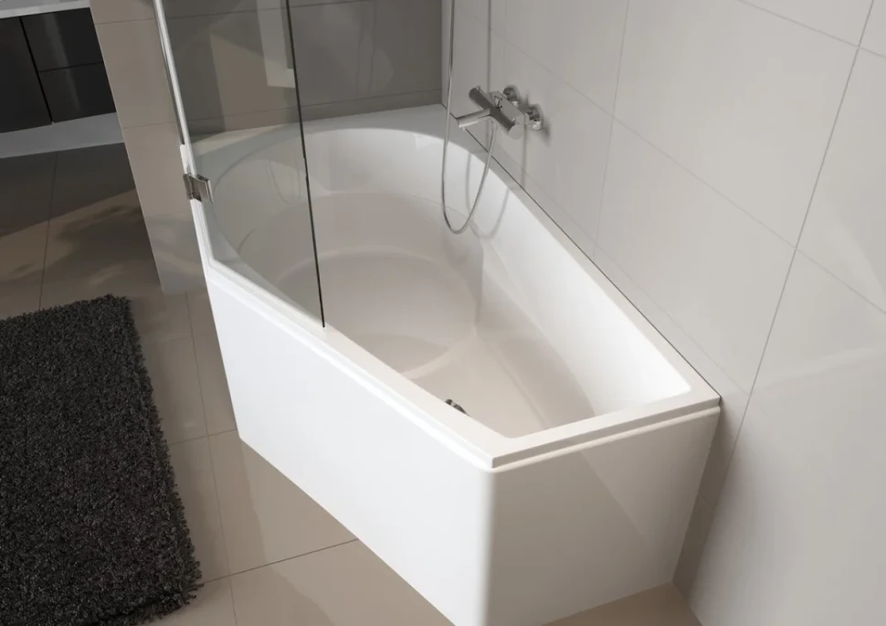 Акриловая ванна Riho Yukon R 160x90 см, угловая, правая, пристенная, белая, пятиугольная, с каркасом