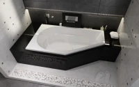 Акриловая ванна Riho Yukon R 160x90 см, угловая, правая, пристенная, белая, пятиугольная, с каркасом