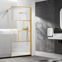 Душевая перегородка Vincea Walk-in HP Art VSW-1HC120CFBG 120 см, профиль брашированное золото, стекло прозрачное, рифленое