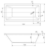 Акриловая ванна Cezares Plane Solo 170x80 см, пристенная, белая, на ножках