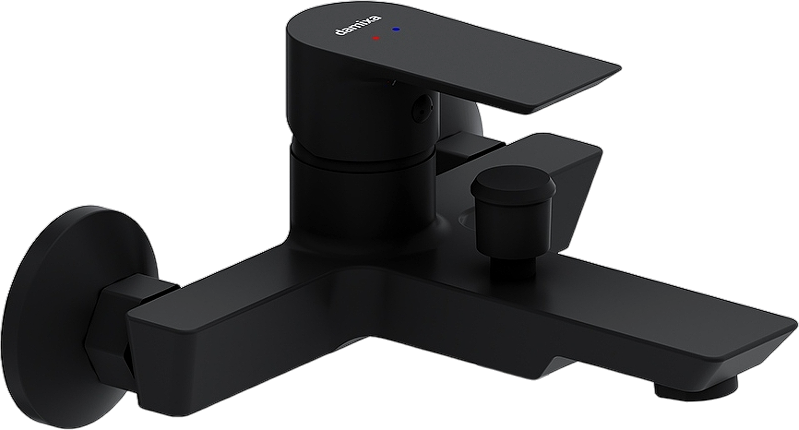 Душевой комплект Смеситель Damixa Apollo 471000300 матовый черный + Стойка 947000300 черная матовая