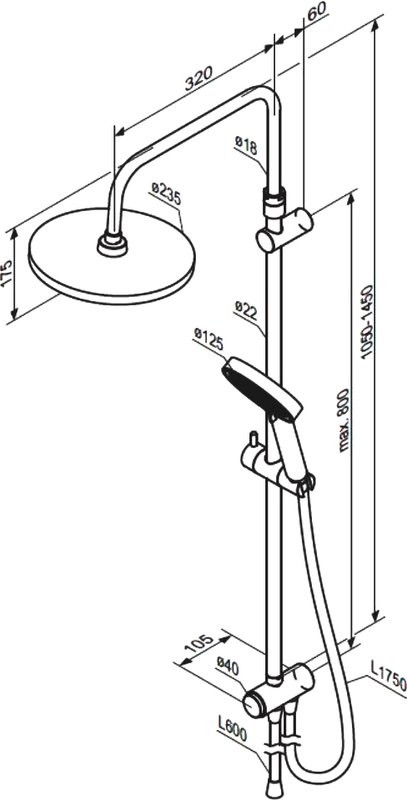 Душевой комплект Смеситель Damixa Apollo 471000300 матовый черный + Стойка 947000300 черная матовая