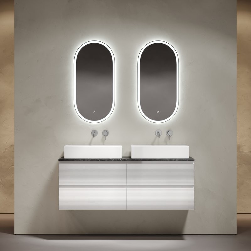 Тумба с раковиной Sancos Folk 140 bianco, столешница черный мрамор TT140A1, раковина CN6070