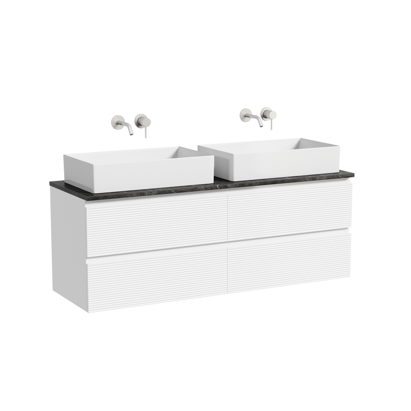 Тумба с раковиной Sancos Folk 140 bianco, столешница черный мрамор TT140A1, раковина CN6070