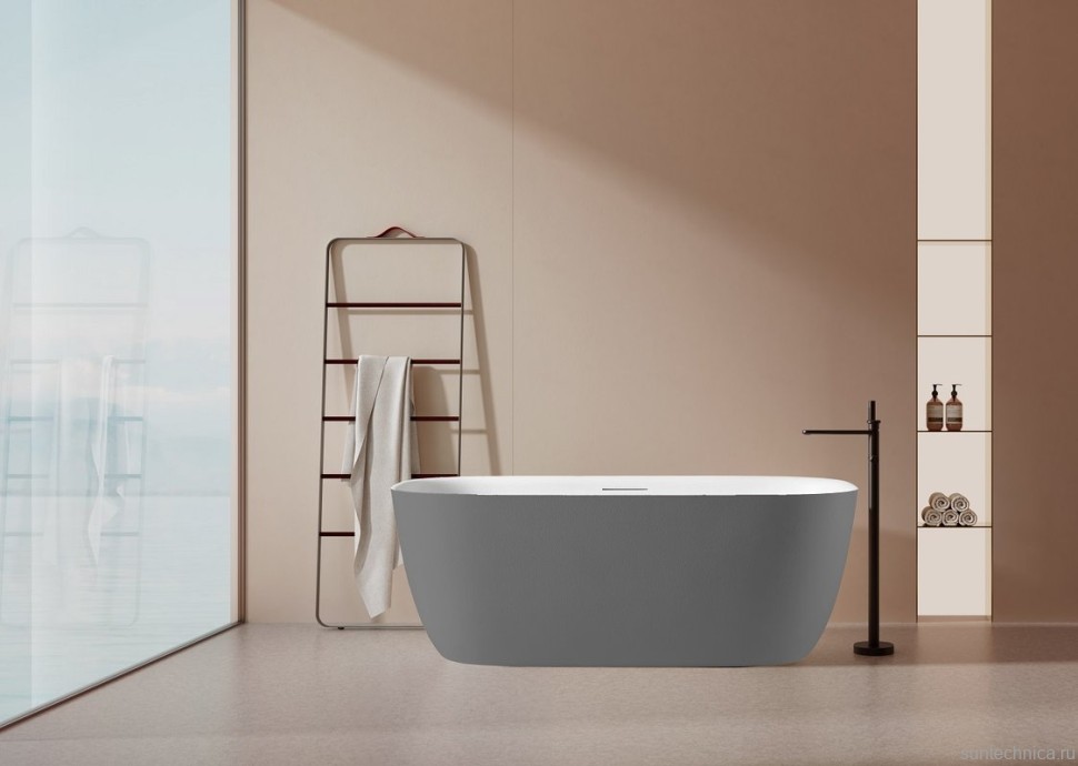 Ванна из искусственного камня AltroBagno Luciana 090225 170x80 см, отдельностоящая, овальная, на ножках, с донным клапаном