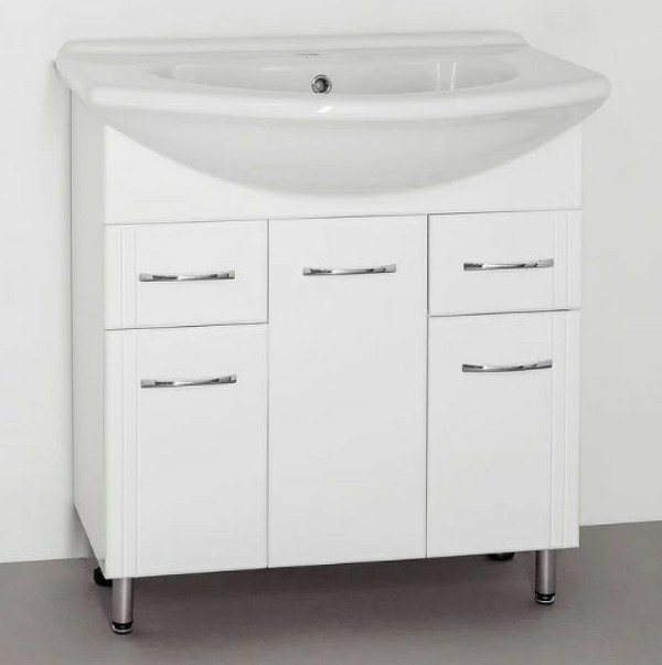 Тумба с раковиной Style Line Эко Стандарт №26 75, напольная, белая