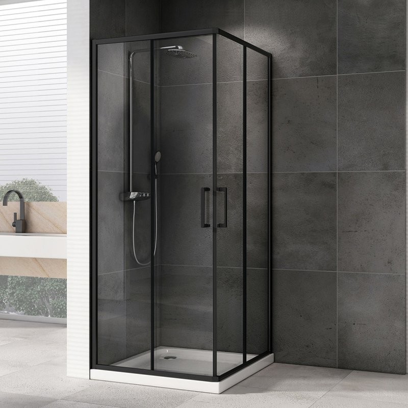 Душевой уголок Abber Schwarzer Diamant AG02090B5 90x90, профиль черный, стекло прозрачное