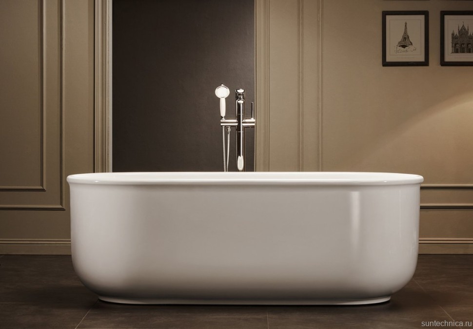 Акриловая ванна BelBagno BB401-1700-800 без опоры 170x80 см, отдельностоящая, белая, овальная, со сливом-переливом