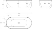 Акриловая ванна BelBagno BB401-1700-800 без опоры 170x80 см, отдельностоящая, белая, овальная, со сливом-переливом