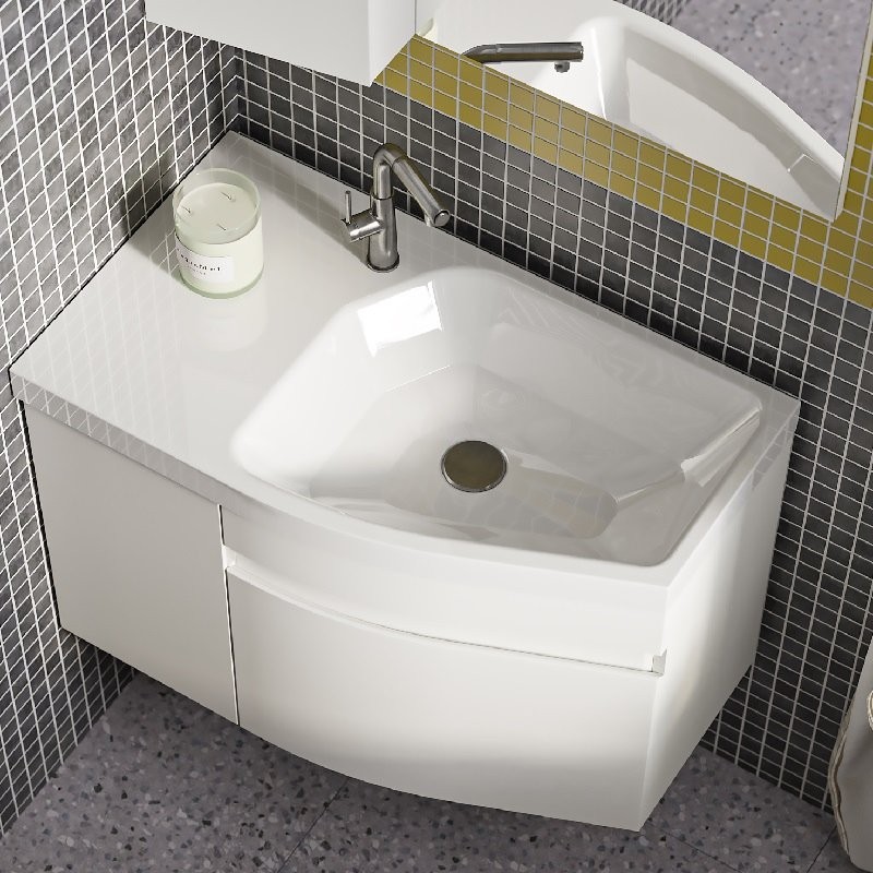 Тумба с раковиной Belux Токио 80 R подвесная, белая глянцевая