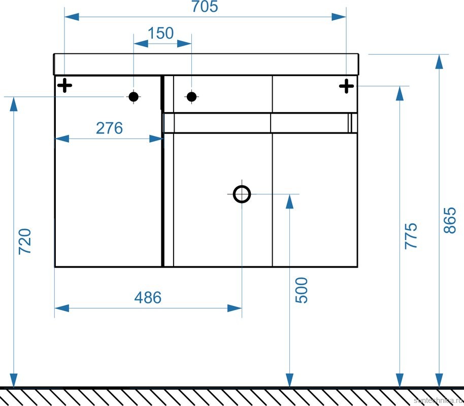 Тумба с раковиной Belux Токио 80 R подвесная, белая глянцевая