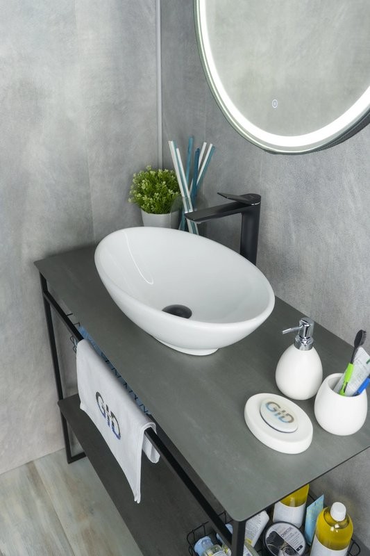 Накладная раковина GID Lago N9021 52 глянцевая белая, овальная, фаянс