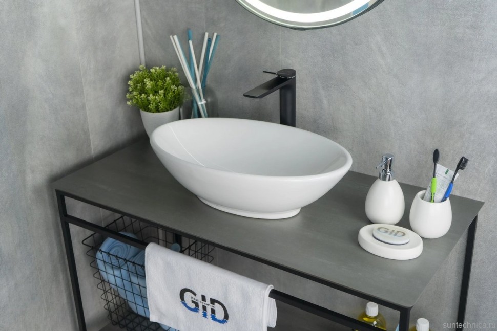 Накладная раковина GID Lago N9021 52 глянцевая белая, овальная, фаянс