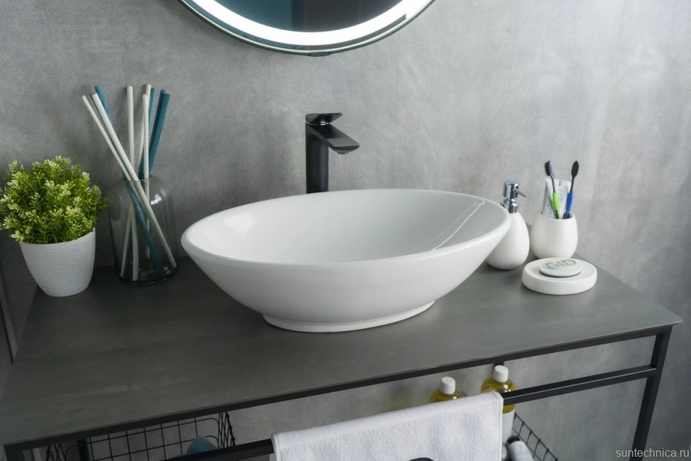 Накладная раковина GID Lago N9021 52 глянцевая белая, овальная, фаянс