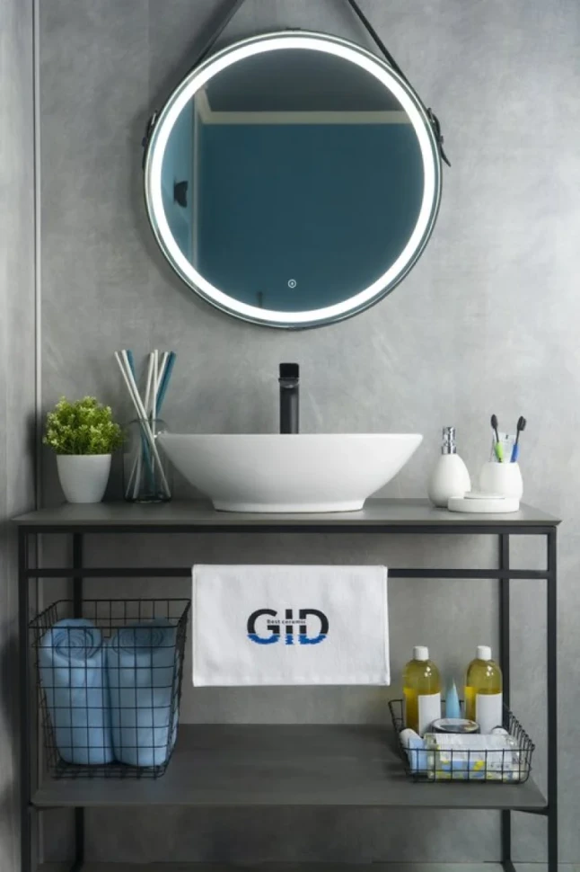 Накладная раковина GID Lago N9021 52 глянцевая белая, овальная, фаянс