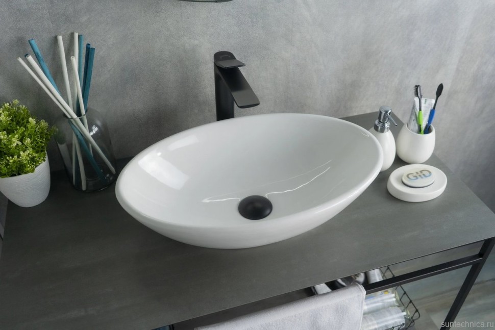 Накладная раковина GID Lago N9021 52 глянцевая белая, овальная, фаянс