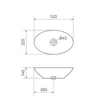Накладная раковина GID Lago N9021 52 глянцевая белая, овальная, фаянс