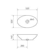 Накладная раковина GID Lago N9021 52 глянцевая белая, овальная, фаянс
