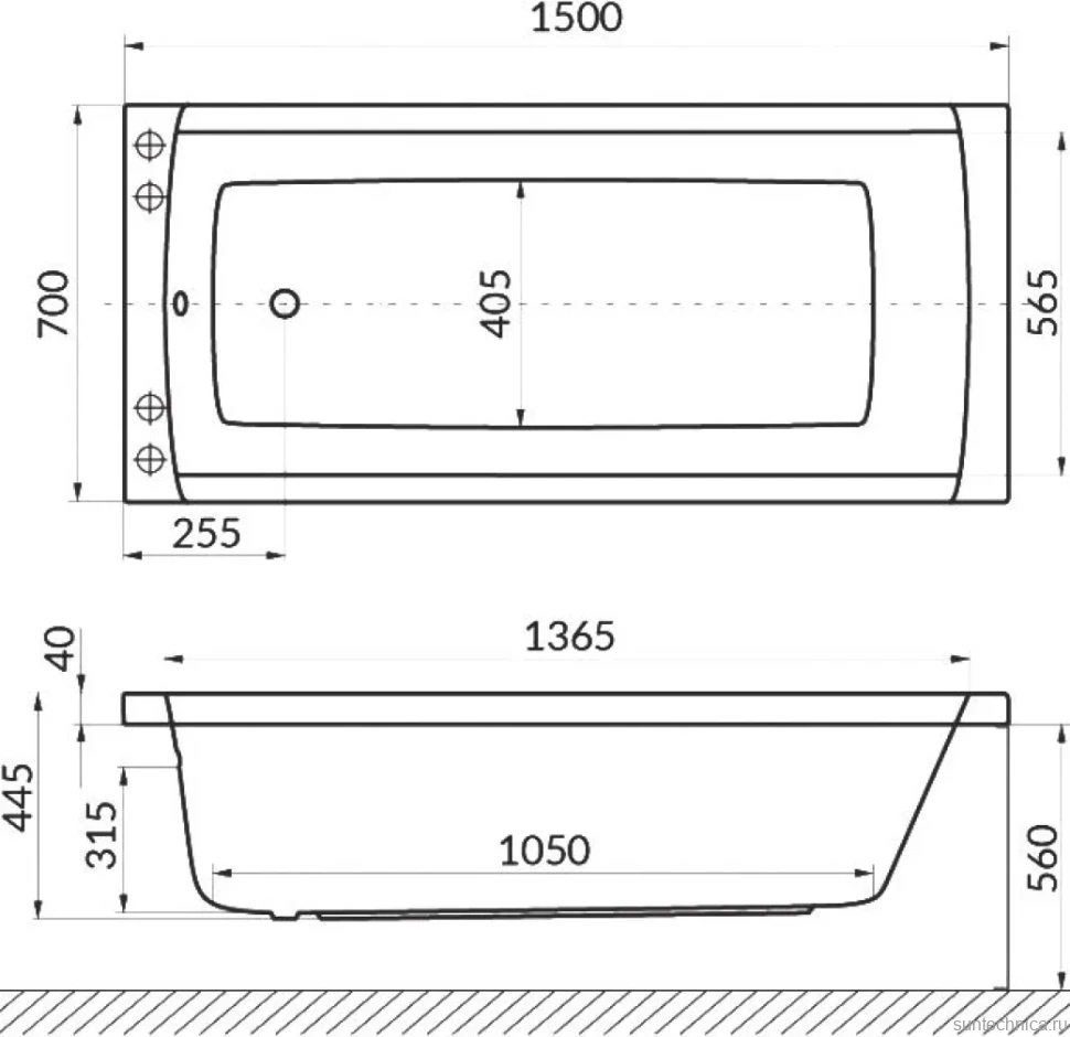 Акриловая ванна Excellent Aquaria WAEX.AQU15.RELAX 150x70 см, левая, встраиваемая, с гидромассажем, белая, с каркасом, со сливом-переливом