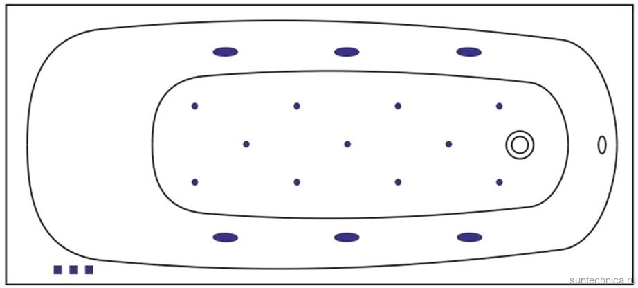Акриловая ванна WHITECROSS Layla Slim RELAX 180x80 см, встраиваемая, с гидромассажем, белый, с каркасом, со сливом-переливом, фурнитура золото