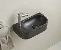 Раковина маленькая в туалет GID Suspendido Bm9274R 40 матовая черная, прямоугольная, фаянс