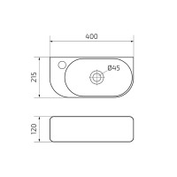 Раковина маленькая в туалет GID Suspendido Bm9274R 40 матовая черная, прямоугольная, фаянс