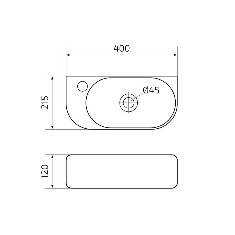 Раковина маленькая в туалет GID Suspendido Bm9274R 40 матовая черная, прямоугольная, фаянс