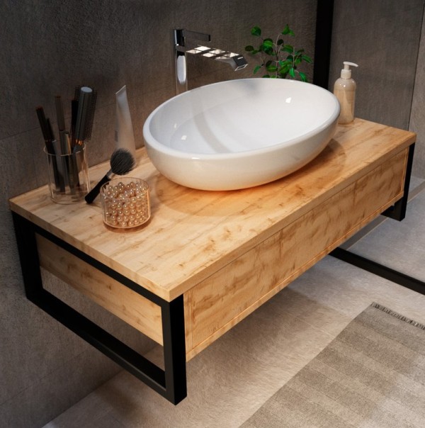 Тумба с раковиной 1MarKa Grunge Loft 90 дуб вотан