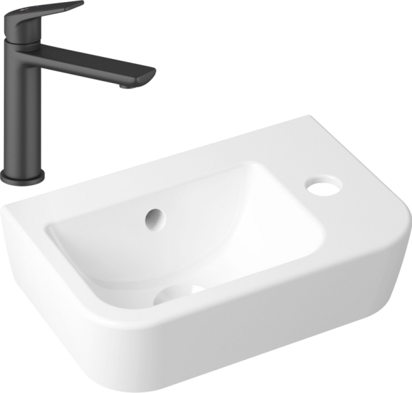 Комплект Раковина маленькая Lavinia Boho One 33310001R + Смеситель Wellsee ICON! for life 182302000 матовый черный