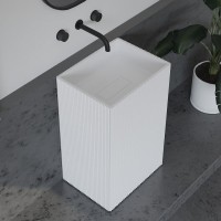 Раковина напольная Abber Stein AS2503-H 50 матовая белая, прямоугольная, моноблок, искусственный камень