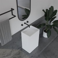 Раковина напольная Abber Stein AS2503-H 50 матовая белая, прямоугольная, моноблок, искусственный камень